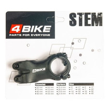 Вынос руля "4BIKE",  алюминиевый,  TDS-C301,  L:60,  R:+6°,  D:31.8мм,  индивидуальная упаковка,  чёрный