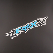 Наклейка логотип FOX (24x5см,  голубая) (#3267)