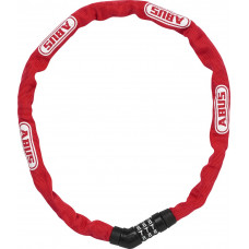 Замок цепь на коде 3х разр 4804C/75см RD STEEL-O-CHAIN 4мм,  красный ABUS